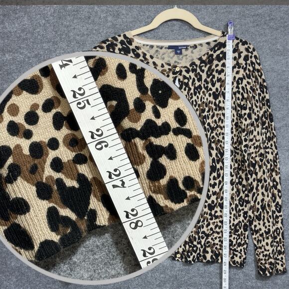 Animal Leopard Print Cardigan Sweater Long Sleeve L Lightweight Button Mob Wife - Picture 8 of 14